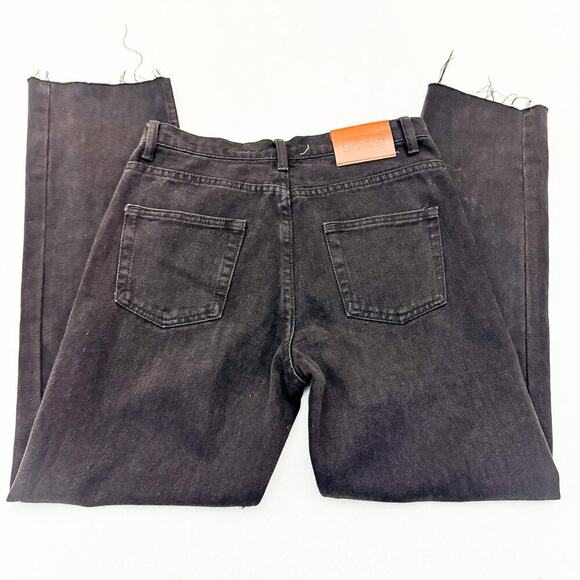 Princess Polly High Rise Button Fly Raw Hem Charcoal Black Denim Jeans Size 6 - Picture 5 of 8